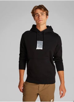 Calvin Klein Jeans Men's Brush Stroke Graphic Hoody - Cotton, Black  - Image 1