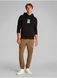 Calvin Klein Jeans Men's Brush Stroke Graphic Hoody - Cotton, Black  - Image 4