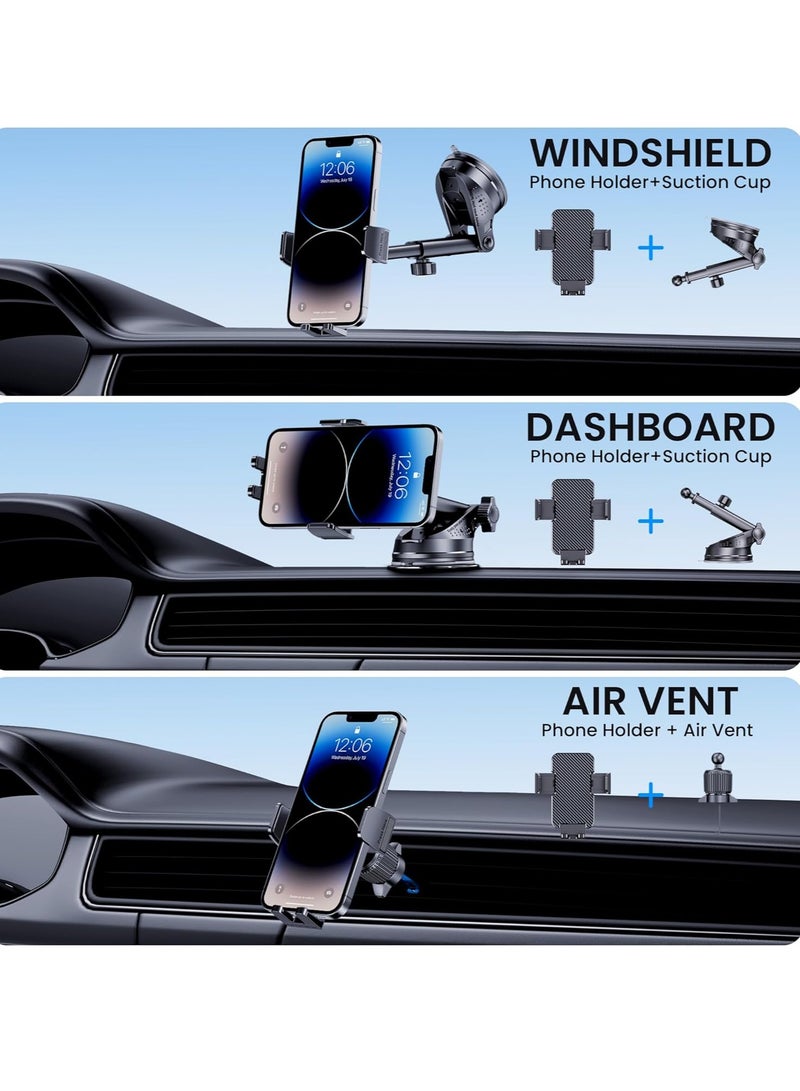 General 3-in-1 Cell Phone Holder for Car, Universal Phone Holder Mount for Dashboard Air Vent Windshield Compatible with iPhone 15 14 13 12 11 Pro Max Xs XR X  - Image 2