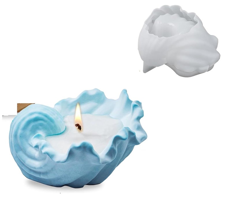 FirstTry Planter Mold I Conch Shell Casting Silicone Epoxy Candlestick Mould I Succulent Concrete Vase Resin Molds I for DIY Handmade Jewelry Trinket Makeup Storage Candle Flower Pot Holder Shell