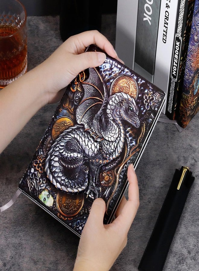 FEIDIAO Vintage Embossed Leather Notebook Flying Dragon DND Travel Journal A5 Daily with Ballpoint Pen and Pen Sleeve,PU Leather Journal,Writing Notebook Gift for Men&Women(Dragon) - Image 5