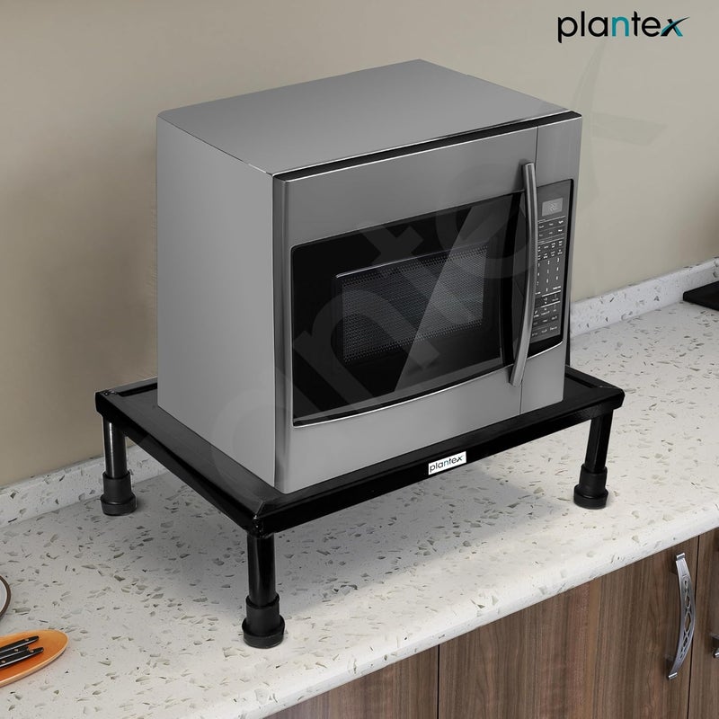 plantex حامل ميكروويف بلانتيكس لحامل ميكروويف في المطبخ رف OTG لمنصة المطبخ حامل فرن للمطبخ معدن أسود - Image 2