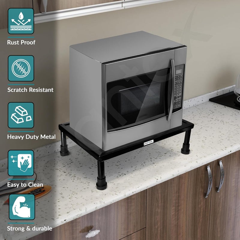 plantex حامل ميكروويف بلانتيكس لحامل ميكروويف في المطبخ رف OTG لمنصة المطبخ حامل فرن للمطبخ معدن أسود - Image 4