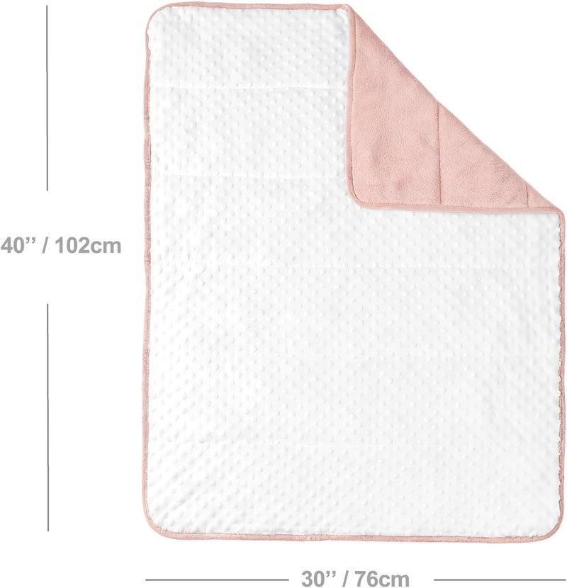 CREVENT Mink Baby Quilt Blanket for Girls Boys, Soft Plush Receiving Blanket for Newborns - 75cmX100cm (Pink + White) - Image 3