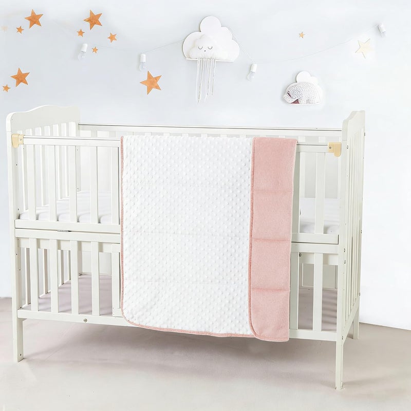 CREVENT Mink Baby Quilt Blanket for Girls Boys, Soft Plush Receiving Blanket for Newborns - 75cmX100cm (Pink + White) - Image 4
