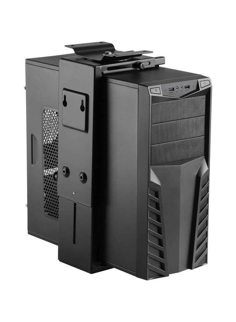 Skill Tech SH CP6 Universal Adjustable Under-Desk/Wall CPU Mount, Height Range 300–533mm, 10kg Load Capacity – Black - Image 2