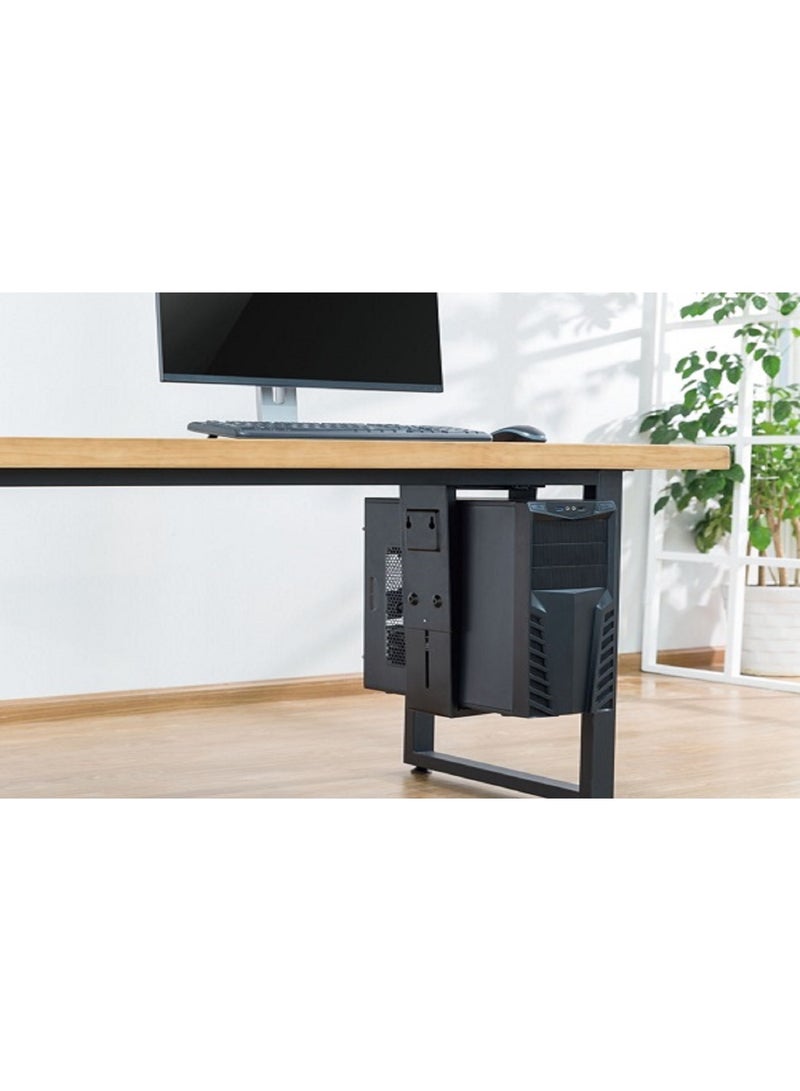 Skill Tech SH CP6 Universal Adjustable Under-Desk/Wall CPU Mount, Height Range 300–533mm, 10kg Load Capacity – Black - Image 3