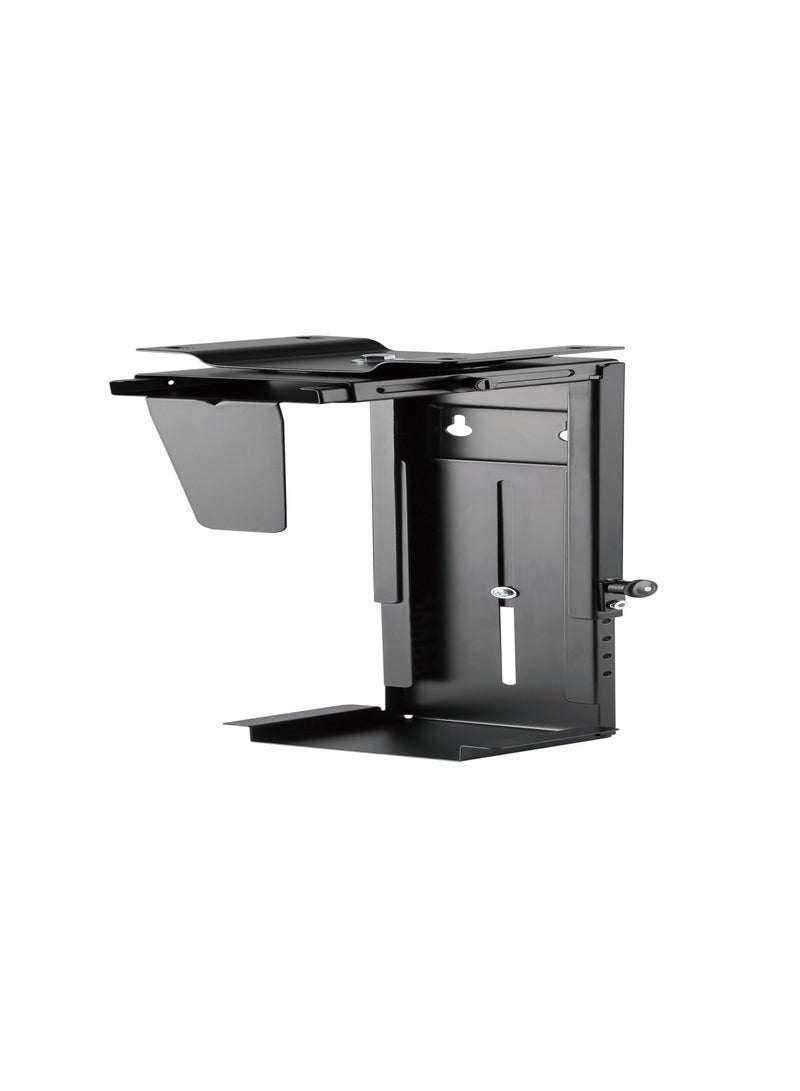 Skill Tech SH CP6 Universal Adjustable Under-Desk/Wall CPU Mount, Height Range 300–533mm, 10kg Load Capacity – Black - Image 4