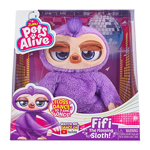 Pets Alive Fifi the Flossing Sloth Purple 11 Interactive Animal Dancing Robotic Plush Toy with 3 Songs Floss Dance Adorable Gift Party Plush Toy Kids Ages 3 - Image 1