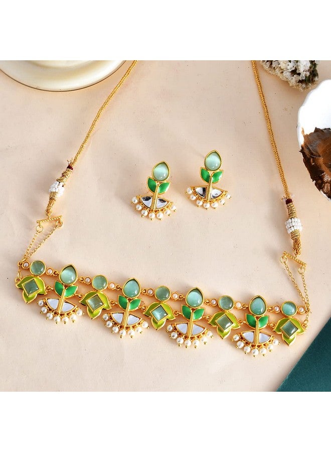 VOYLLA Forever More Lotus Choker Necklace Set - Image 2