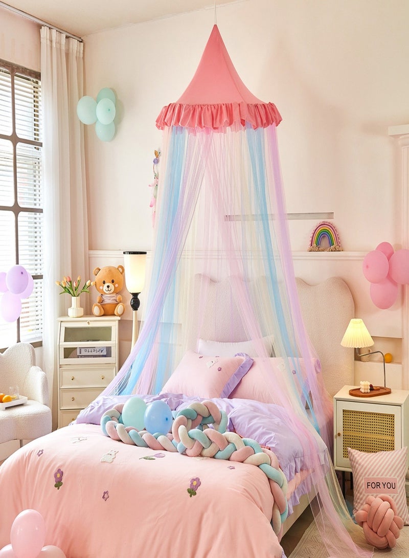 Baby Mosquitos net, Dreamy Kids Bed Tent,Bed Curtain,Hanging Princess Canopy ,Nail Free Installation（pink) - Image 1