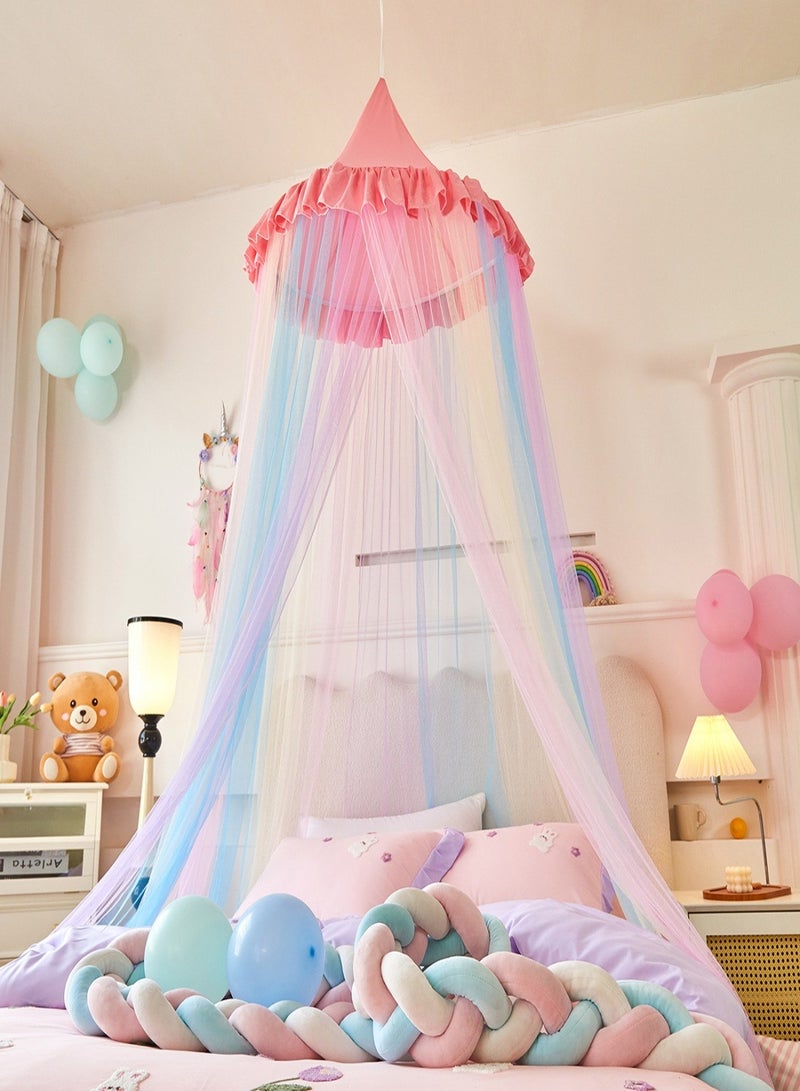 Baby Mosquitos net, Dreamy Kids Bed Tent,Bed Curtain,Hanging Princess Canopy ,Nail Free Installation（pink) - Image 2