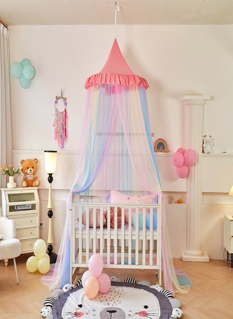 Baby Mosquitos net, Dreamy Kids Bed Tent,Bed Curtain,Hanging Princess Canopy ,Nail Free Installation（pink) - Image 4