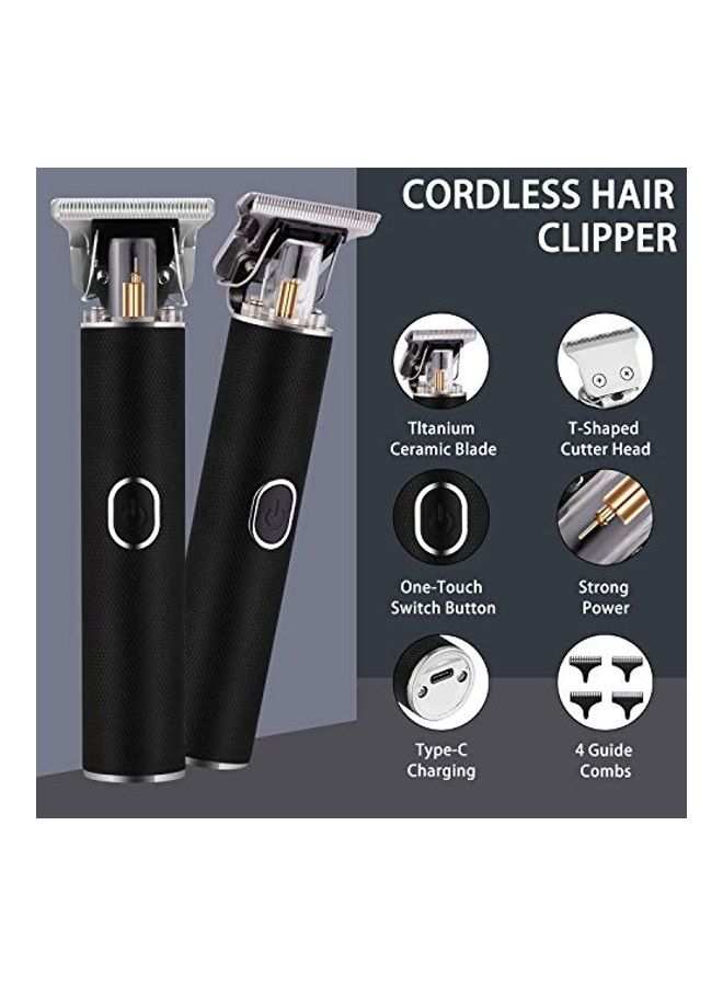 نيبمينينت طقم ماكينة تشذيب الشعر الكهربائية الاحترافية القابلة لإعادة الشحن للرجال أسود/فضي - Image 4