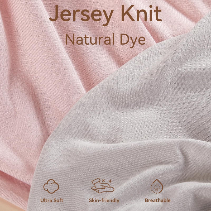 TILLYOU Changing Pad Cover Set in Soft Jersey Material Diaper Changing Pad Cover Girl - Fits 32"/34''x16 Contoured Pad for Babies,Peachy Pink & Lt Gray - Image 2