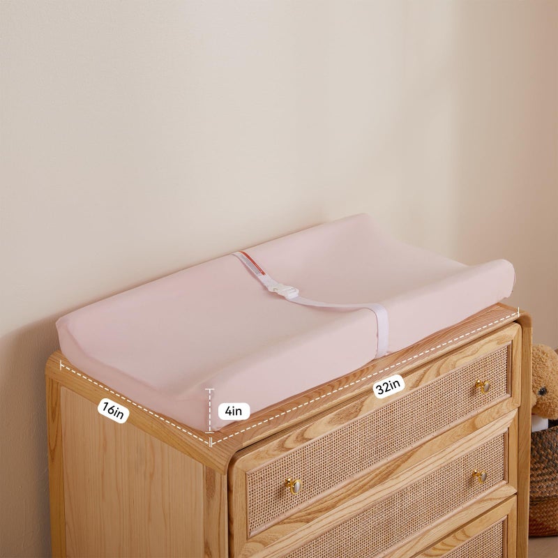TILLYOU Changing Pad Cover Set in Soft Jersey Material Diaper Changing Pad Cover Girl - Fits 32"/34''x16 Contoured Pad for Babies,Peachy Pink & Lt Gray - Image 4