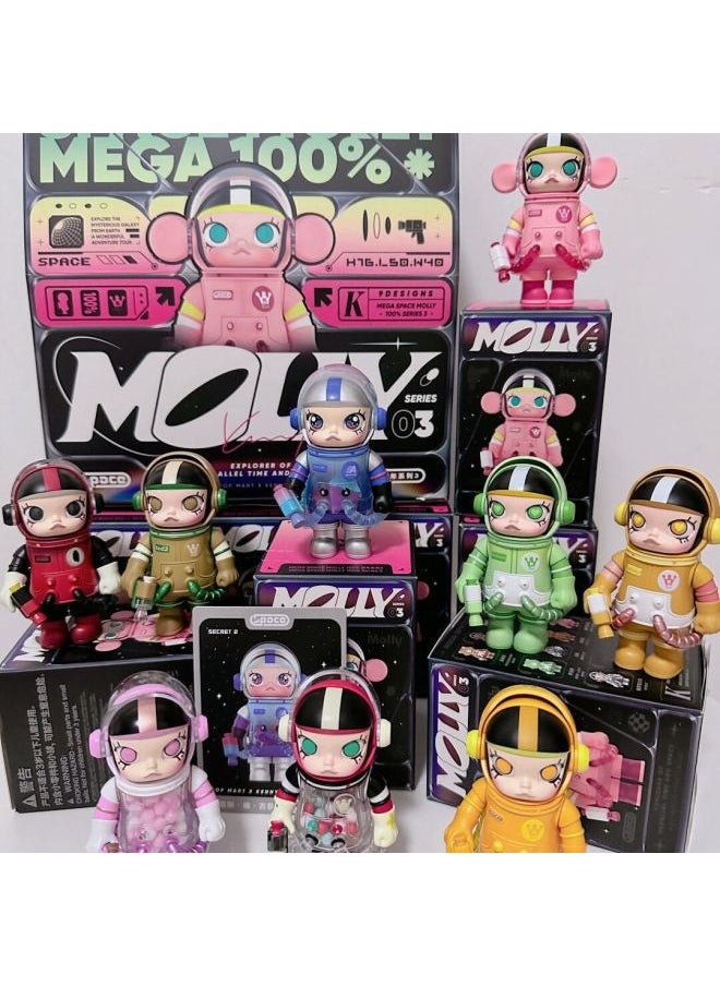 Generic - Bubble Mart Collection MOLLY100 Jasmine Blind Box Anniversary Series 123 Generation Astronaut Blind Box Hand-made-Color:Designated Model-graffiti 100% - Image 1