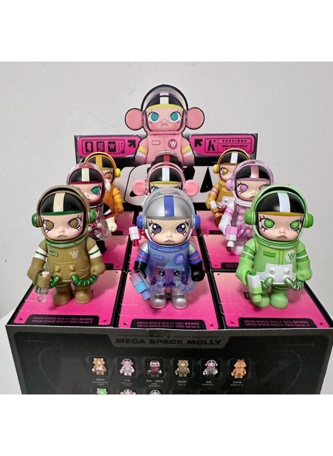 Generic - Bubble Mart Collection MOLLY100 Jasmine Blind Box Anniversary Series 123 Generation Astronaut Blind Box Hand-made-Color:Designated Model-graffiti 100% - Image 1