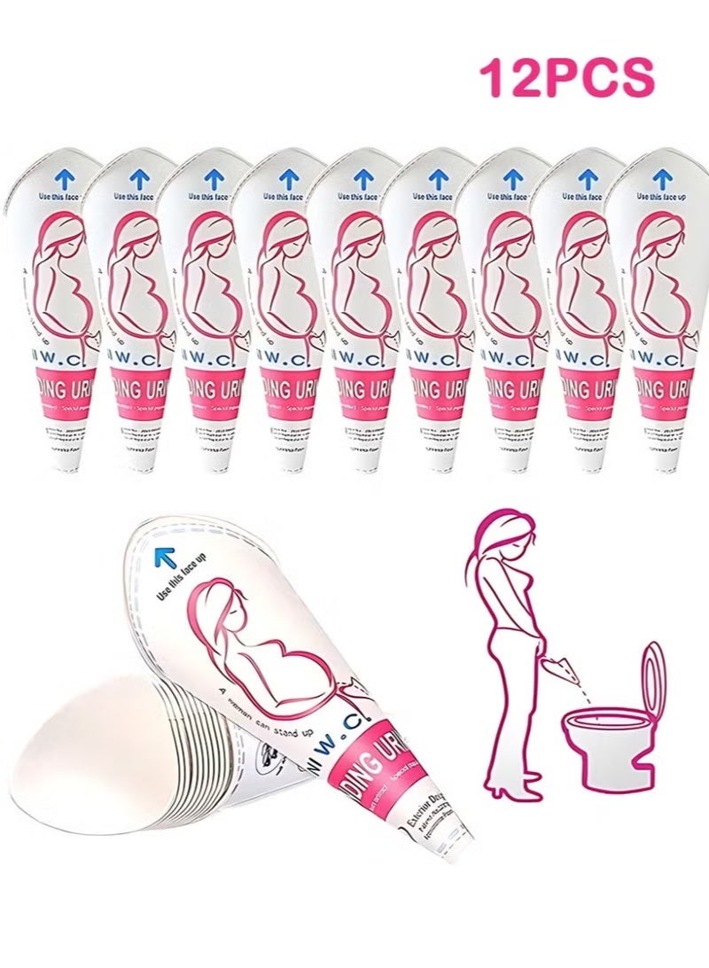 يا إلهي Disposable Female Urine Device 12 Pieces Portable Women’s Pee Cup Stand Use Female Urine Container Single Use Travel Camping - Image 1