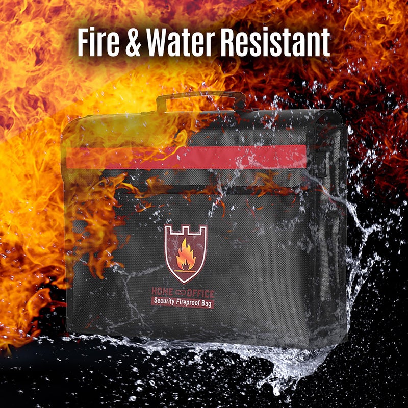 Large Size Fireproof Document Bag Non-itchy Silicone Coated Fiberglass Waterproof Document Holder with Shoulder Strap Handle Safe Storage Bag Pouch Fire& Water for Cash Mone File Passport Jewelry Laptop Valuables - Image 2