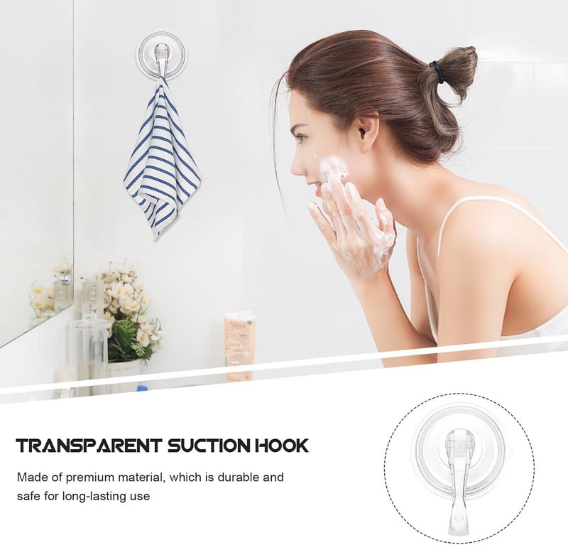 No Trace Vacuum Suction Hooks 6pcs Plastic Bathroom Wall Hooks Towel Holders Reusable for Kitchen and Bathroom Organization - Image 3