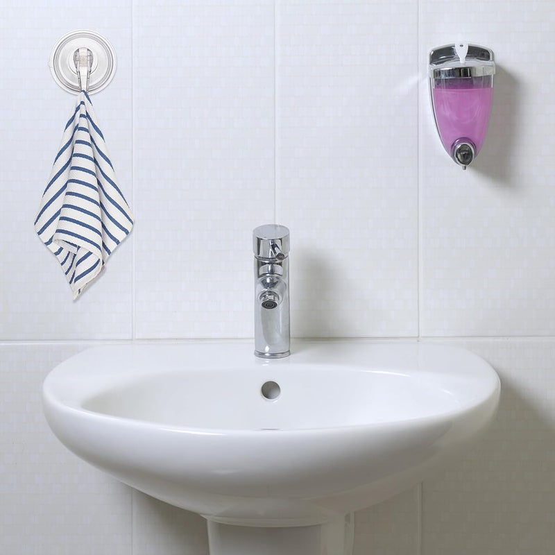 No Trace Vacuum Suction Hooks 6pcs Plastic Bathroom Wall Hooks Towel Holders Reusable for Kitchen and Bathroom Organization - Image 4