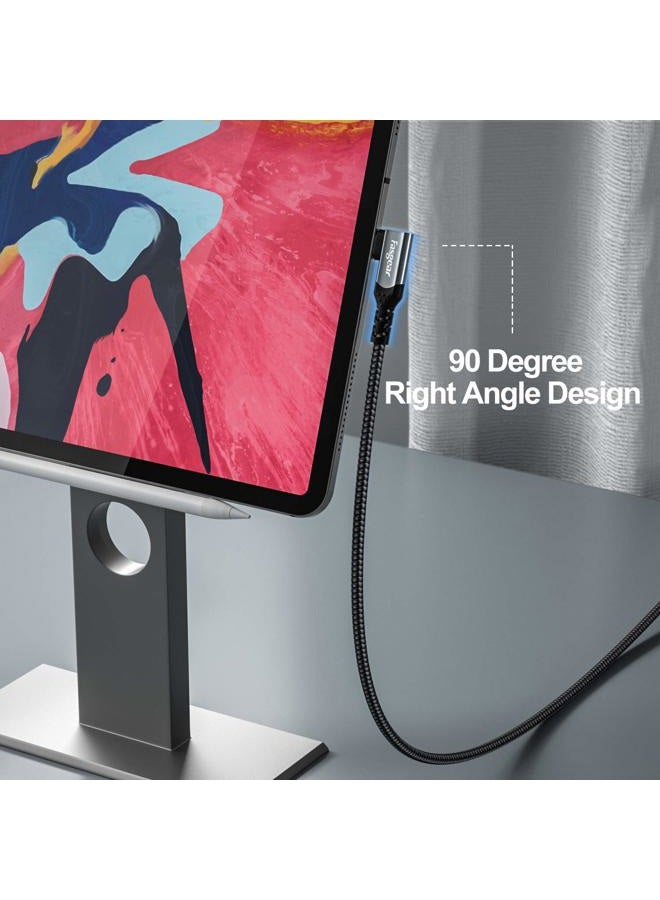 Fasgear USB C to USB C Cable Right Angle 90 Degree 100W 5A PD Fast Charge Type C Cable Compatible with Mac-Book Pro Air i-Pad Pro 2020 Galaxy S24 Huawei Lenovo ThinkPad Dell XPS HP(Black, 10ft) - Image 3