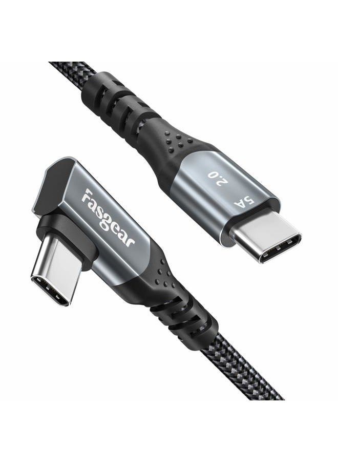 Fasgear USB C to USB C Cable Right Angle 90 Degree 100W 5A PD Fast Charge Type C Cable Compatible with Mac-Book Pro Air i-Pad Pro 2020 Galaxy S24 Huawei Lenovo ThinkPad Dell XPS HP(Black, 10ft) - Image 1
