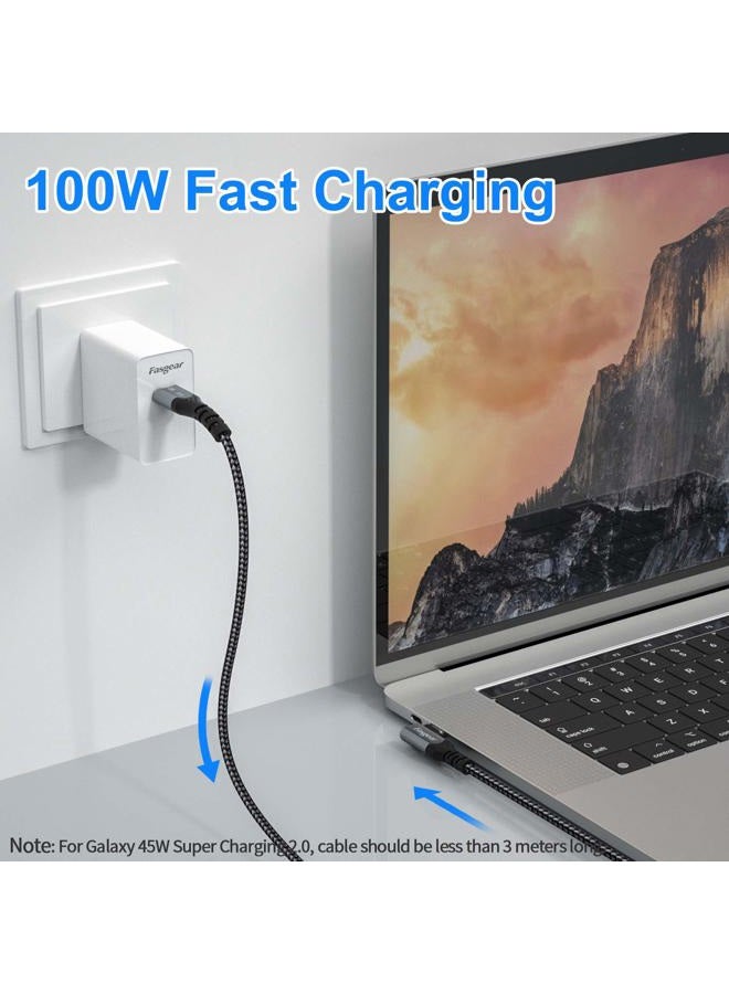 Fasgear USB C to USB C Cable Right Angle 90 Degree 100W 5A PD Fast Charge Type C Cable Compatible with Mac-Book Pro Air i-Pad Pro 2020 Galaxy S24 Huawei Lenovo ThinkPad Dell XPS HP(Black, 10ft) - Image 2