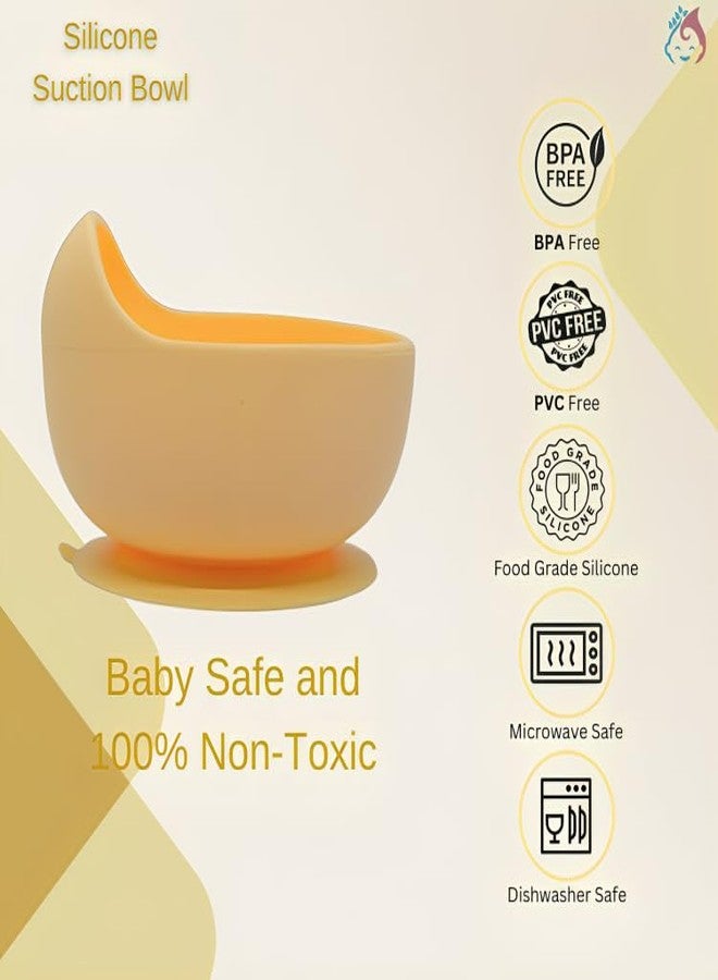 Babylief™ Silicone Baby Bowl with Suction Base and Training Spoon Combo (Yellow) - Image 2