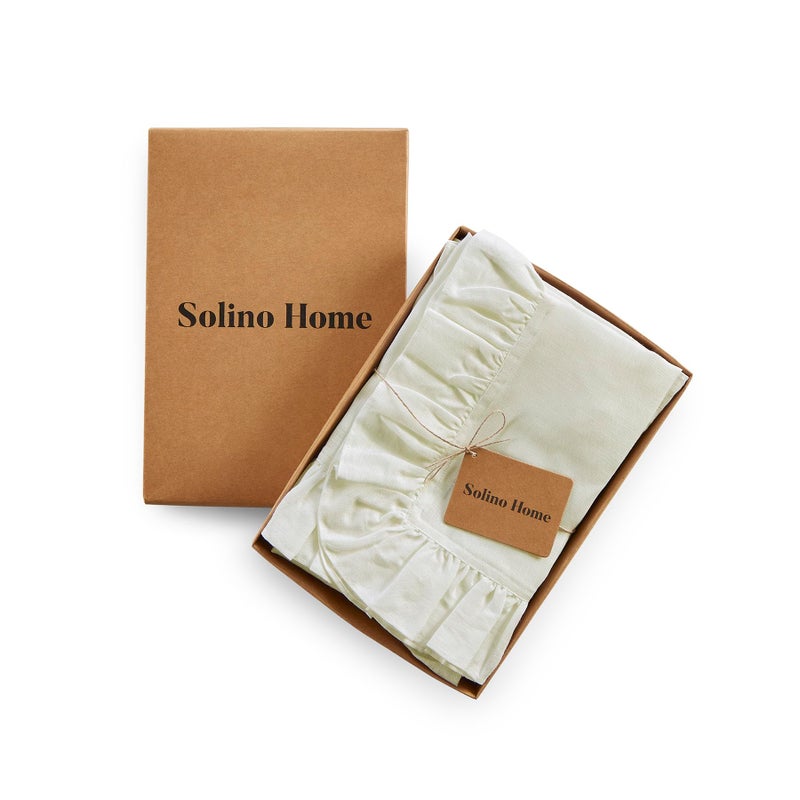Solino Home Solino Home Linen Ruffle Dinner Napkins 20 x 20 Inch - 100% Pure Linen Ivory Cloth Napkins Set of 4 - Gabrielle Ruffle  Handcrafted and Machine Washable Fabric  - Image 4
