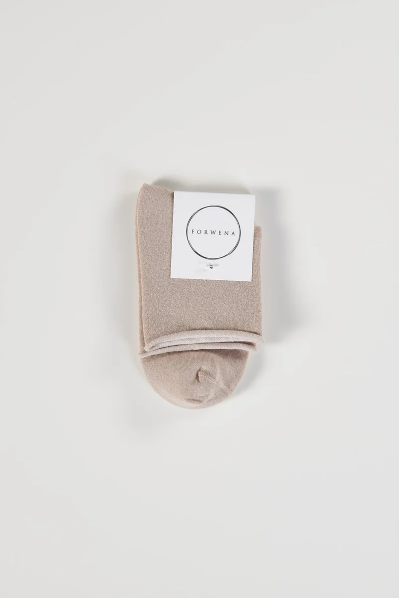 Forwena Beige Modal Elastic Seamless Women's Quarter Half Sock Socks