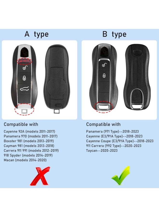 Compatible with Porsche Key Fob Cover for Cayenne Panamera 2018-2024, Carrera Taycan 2020-2024 (Chalk-New/Light Grey) | Compatible with Cayenne Panamera Key Fob Cover 2018-2024, Compatible with Porsche Carrera Taycan 2020-2024 - Image 4