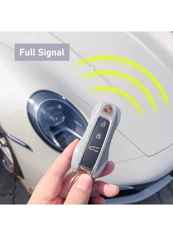 Compatible with Porsche Key Fob Cover for Cayenne Panamera 2018-2024, Carrera Taycan 2020-2024 (Chalk-New/Light Grey) | Compatible with Cayenne Panamera Key Fob Cover 2018-2024, Compatible with Porsche Carrera Taycan 2020-2024 - Image 2