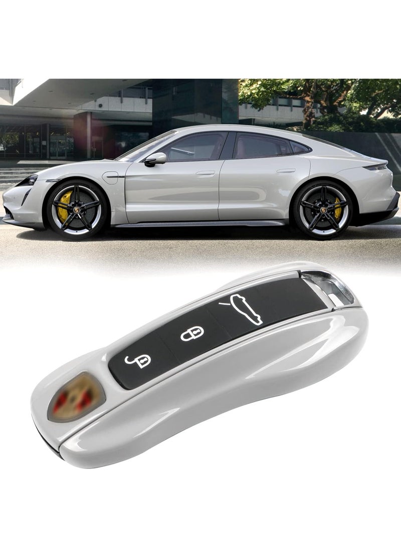 Compatible with Porsche Key Fob Cover for Cayenne Panamera 2018-2024, Carrera Taycan 2020-2024 (Chalk-New/Light Grey) | Compatible with Cayenne Panamera Key Fob Cover 2018-2024, Compatible with Porsche Carrera Taycan 2020-2024 - Image 1