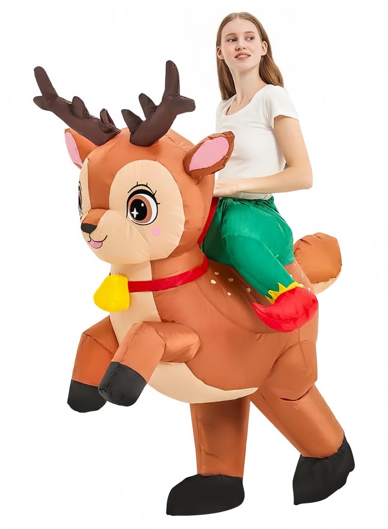 GGEROU زي الرنة القابلة للنفخ لعيد الميلاد للبالغين - زي حيوان الرنة القابل للنفخ لركوب العطلات - زي عيد الهالوين وعيد الميلاد للنساء والرجال للحفلات - Image 1