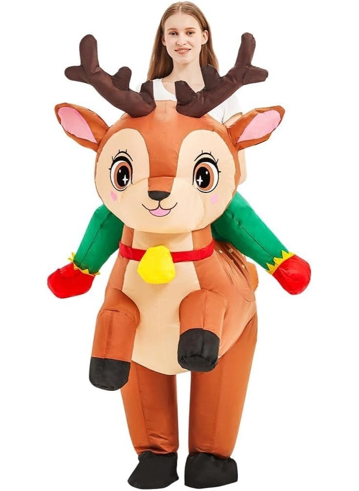 GGEROU زي الرنة القابلة للنفخ لعيد الميلاد للبالغين - زي حيوان الرنة القابل للنفخ لركوب العطلات - زي عيد الهالوين وعيد الميلاد للنساء والرجال للحفلات - Image 3