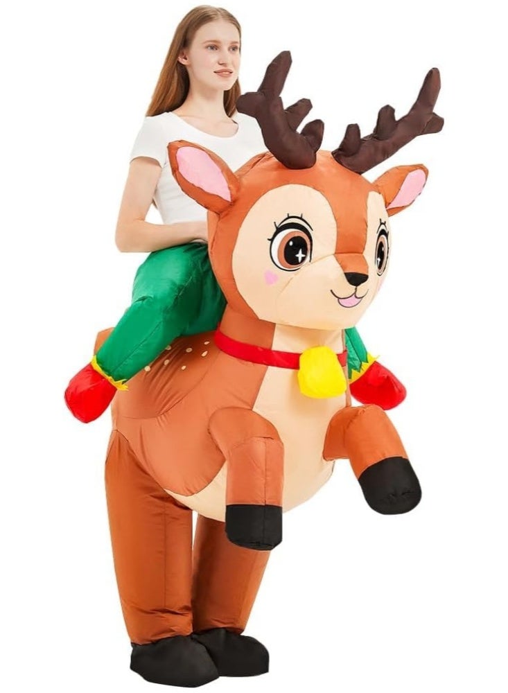 GGEROU زي الرنة القابلة للنفخ لعيد الميلاد للبالغين - زي حيوان الرنة القابل للنفخ لركوب العطلات - زي عيد الهالوين وعيد الميلاد للنساء والرجال للحفلات - Image 4