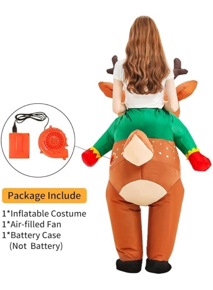 GGEROU زي الرنة القابلة للنفخ لعيد الميلاد للبالغين - زي حيوان الرنة القابل للنفخ لركوب العطلات - زي عيد الهالوين وعيد الميلاد للنساء والرجال للحفلات - Image 5