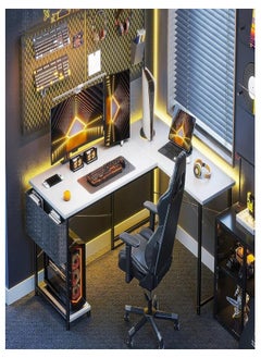 AGD L-Shaped Desk, Computer Corner Desk, Gaming Desk, Home Writing Desk with Display Shelf, Space Saving Workstation Desk  - Image 1