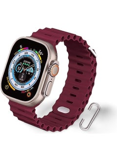 Cosmostech Compatible for Smart Watch Watch 42MM 44MM 45MM 49MM 1/2/3/4/5/6/se/7/8/ultra Smart Watch Silicone Band and Strap Claret Red  - Image 1