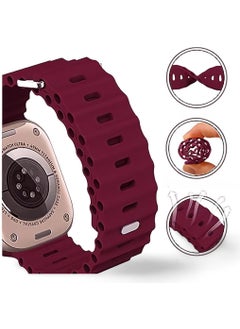 Cosmostech Compatible for Smart Watch Watch 42MM 44MM 45MM 49MM 1/2/3/4/5/6/se/7/8/ultra Smart Watch Silicone Band and Strap Claret Red  - Image 5