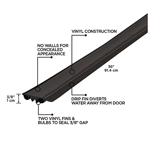 M-D Building Products 47000 36 in. Brown Vinyl Concealed Screw/Nail-on Under Door Seal - Image 2