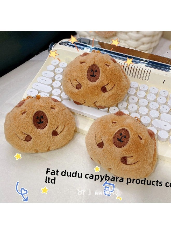 Awesome Kapibala Coin Purse Plush Pendant Student Children Mini Storage Box Capybara Doll Keychain-Color:Lq118 Watermelon Capybara Small Backpack - Image 2