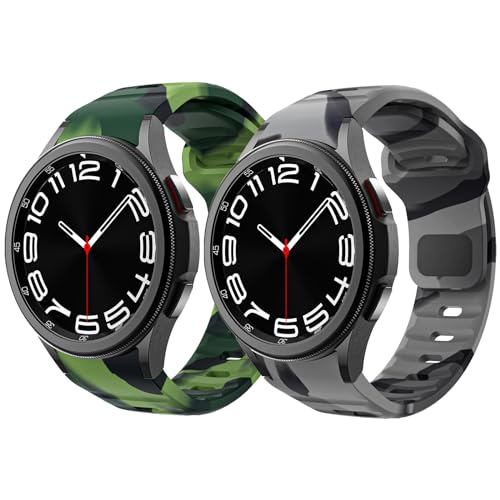 BandRain Rugged No Gap Band Compatible with Samsung Galaxy Watch 7 FE 4 5 6 Band 44mm 40mmGalaxy Watch 6 Classic Bands 47mm 43mmWatch 5 Pro 45mm4 Classic 46mm 42mm Silicone Replacement Sport Strap for Men - Image 1