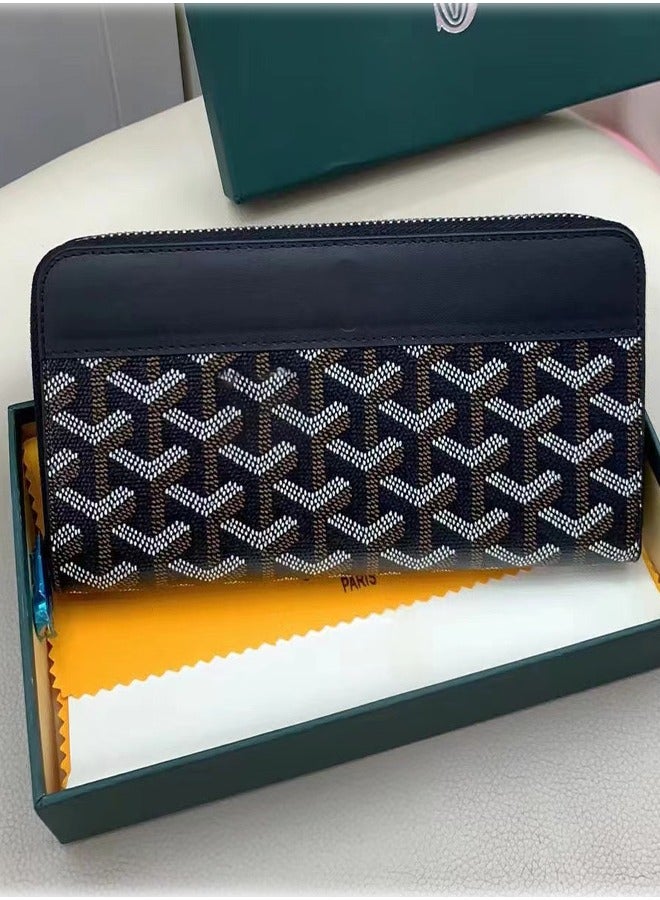 New Zip Wallet Fashion Card Case Long Unisex Wallet(BLACK) 