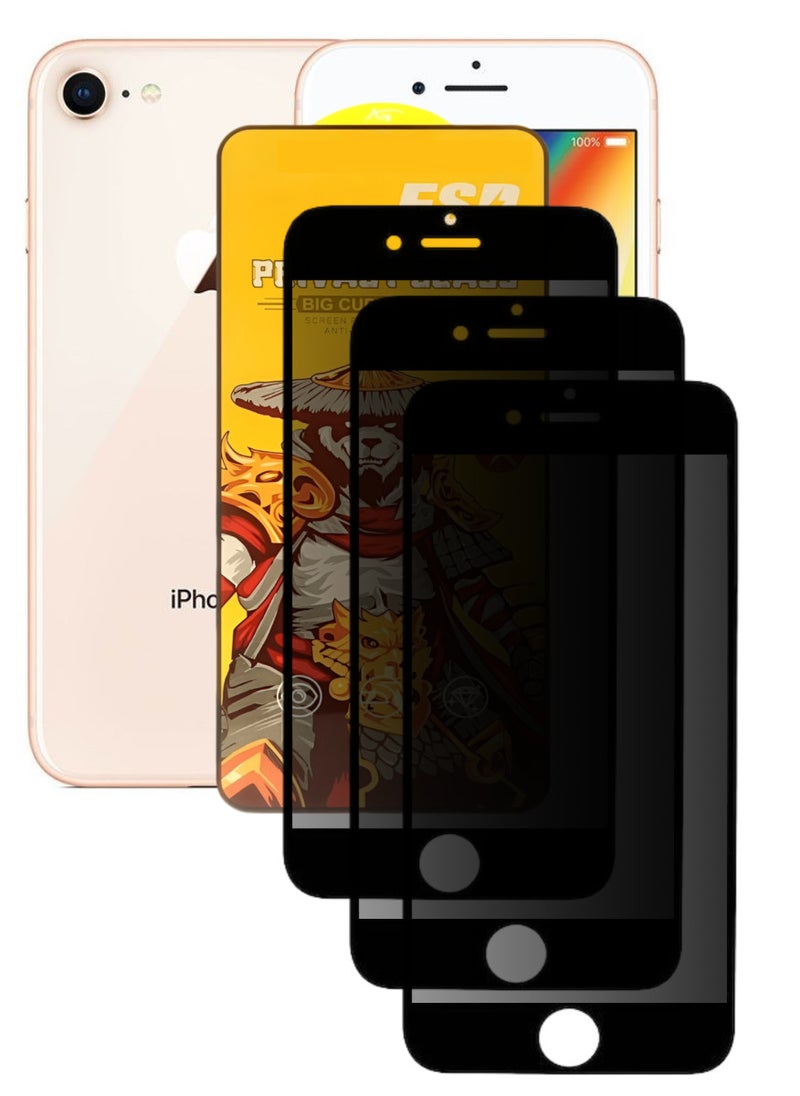 ESD 3 Pieces Tempered Dustproof Privacy Glass Screen Protector Compatible For iPhone 8 - Image 1