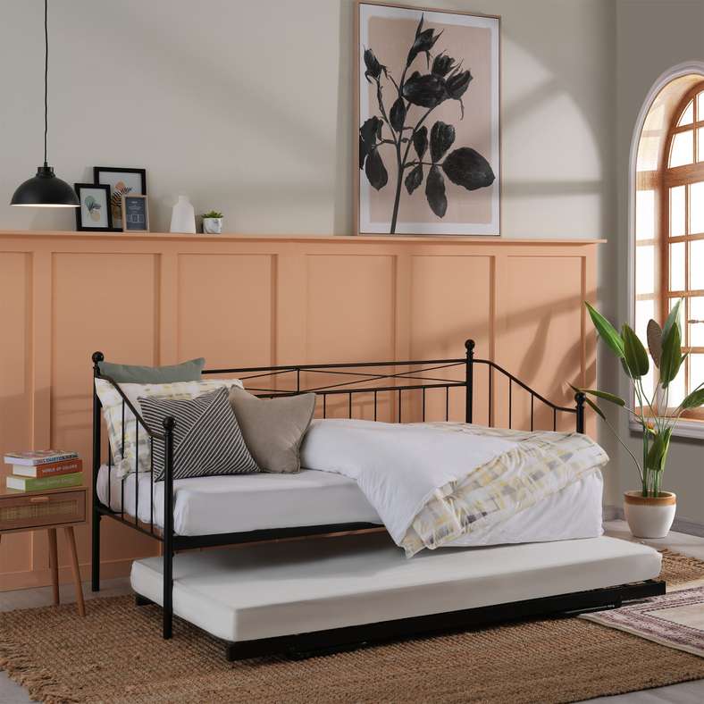 Pan Home SPENSER DAY BED WITH TRUNDLE - 90X190 CM - BLACK - Image 1
