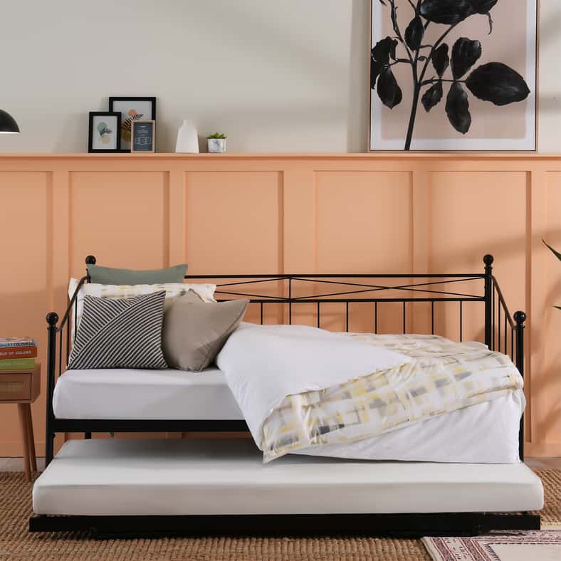 Pan Home SPENSER DAY BED WITH TRUNDLE - 90X190 CM - BLACK - Image 2