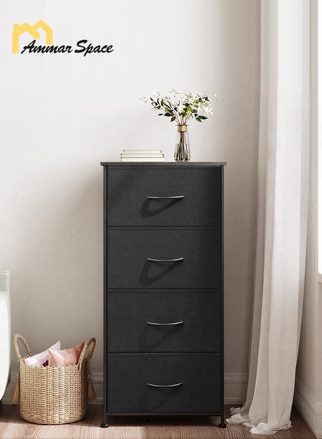 Ammar Space Fabric Dresser Storage Organizer  Dresser for Bedroom with 4 Drawers, Wide Chest of Drawers Unit with Fabric Bins for Closet Living Room Hallway Dark Grey - Image 1